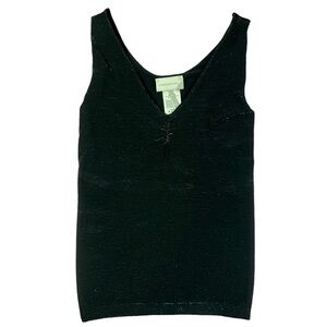 NWT Classiques Entier Black Metallic Sleeveless V Neck Stretch Tank Top Small